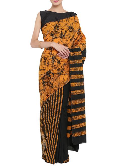 Multicolored printed saree with blouse - 14510983 - Very Small Image - 1