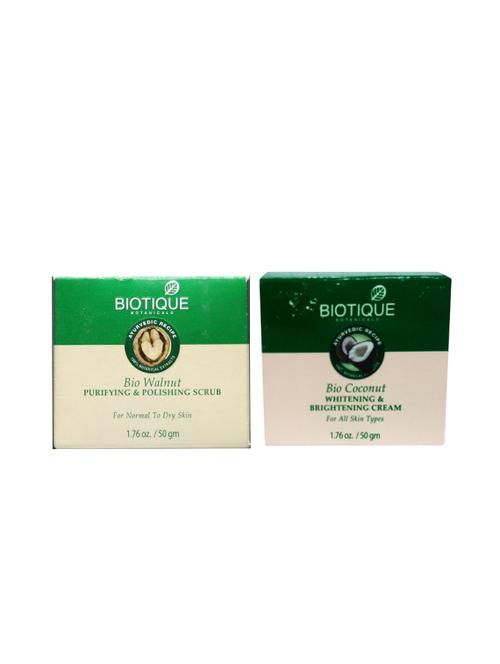 Biotique Walnut Purifying & Polishing Scrub(50GM) and Coconut Whitening & Brightening Cream(50GM) - 14511036 - Very Small Image - 1