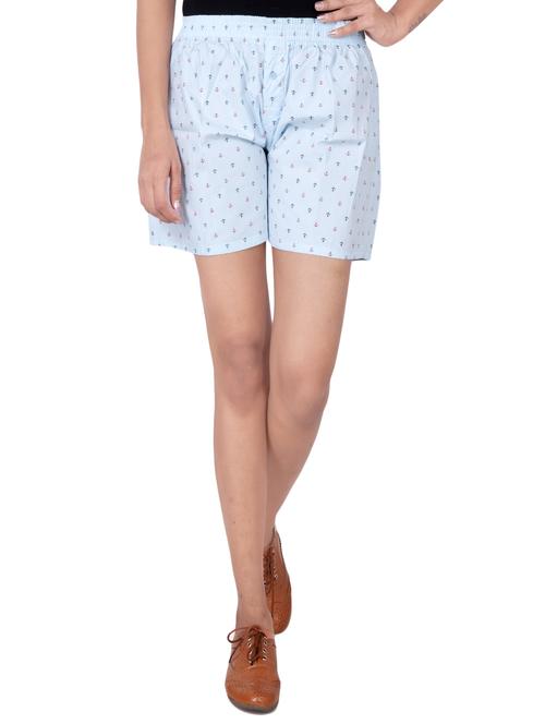 blue printed cotton shorts - 14511062 - Very Small Image - 1