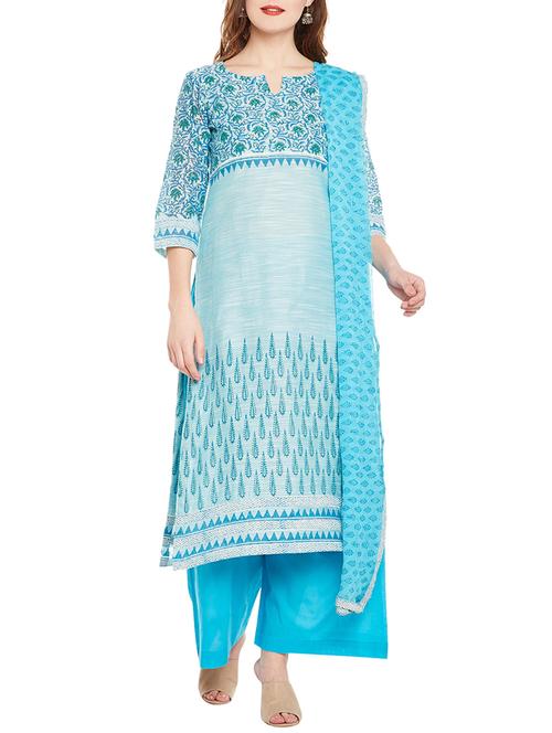 Printed unstitched palazzo suit - 14511323 - Standard Image - 1