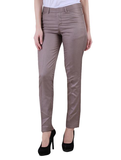 beige cotton lycra flat front trouser - 14511385 - Very Small Image - 1