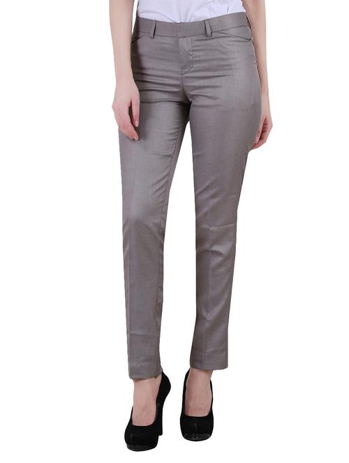 grey cotton lycra flat front trouser - 14511386 - Very Small Image - 1