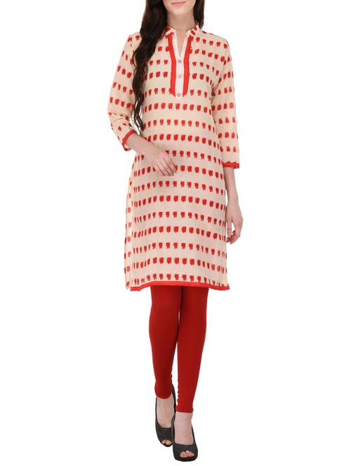 cream cotton straight kurta - 14511488 - Very Small Image - 1