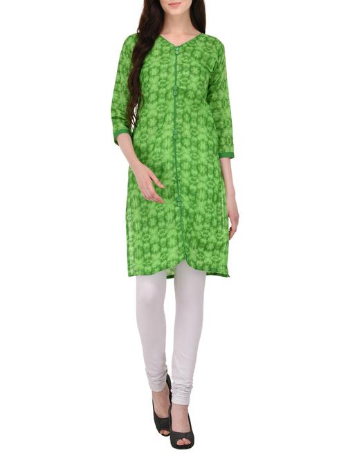 green cotton straight kurta - 14511498 - Very Small Image - 1