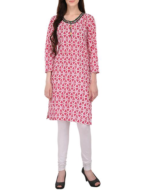 pink cotton straight kurta - 14511499 - Very Small Image - 1