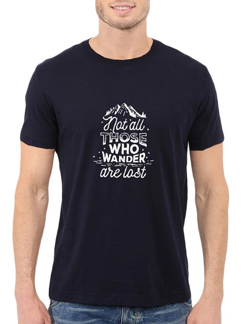navy blue cotton chest print tshirt - 14511551 - Standard Image - 1