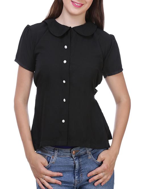 solid black crepe top - 14511606 - Very Small Image - 1