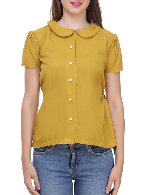 solid yellow crepe top - 14511607 - Very Small Image - 1