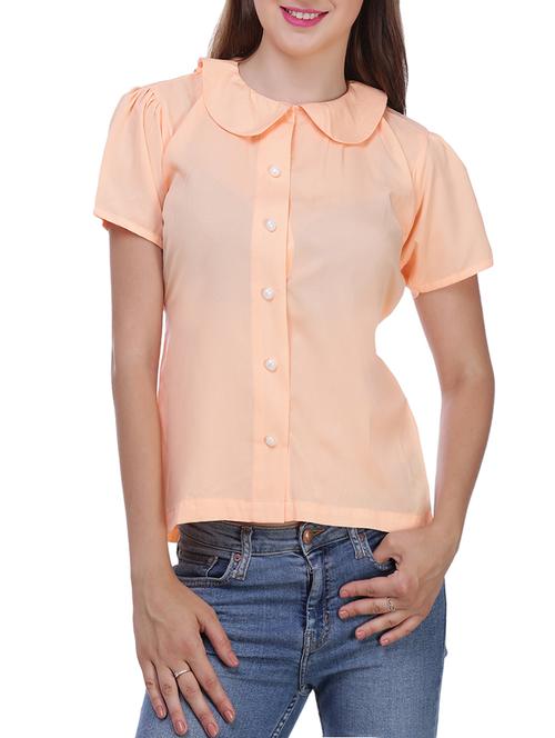 solid pink crepe top - 14511608 - Very Small Image - 1