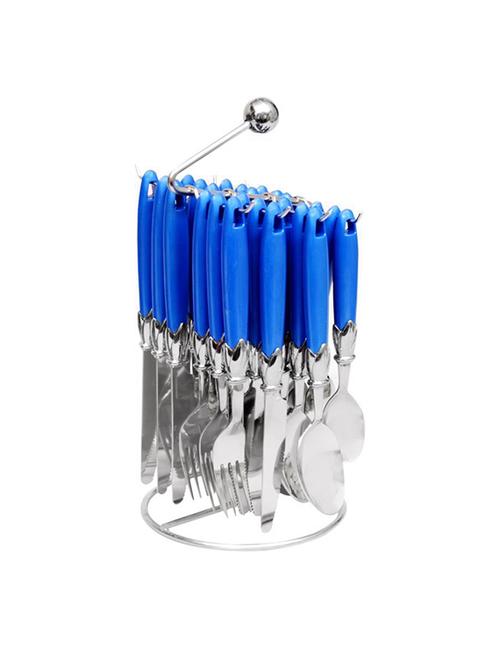 Elegante Lotus Blue Stainless Steel, Plastic Cutlery Set (Pack of 24) - 14511620 - Very Small Image - 1