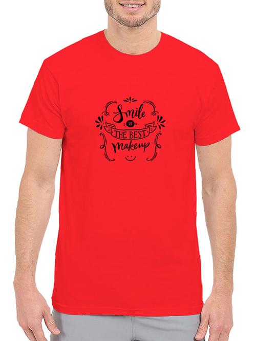 red cotton chest print tshirt - 14511664 - Standard Image - 1