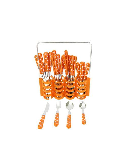 Orange Polka Dots Cutlery Set of 25 Pcs - 14511770 - Very Small Image - 1