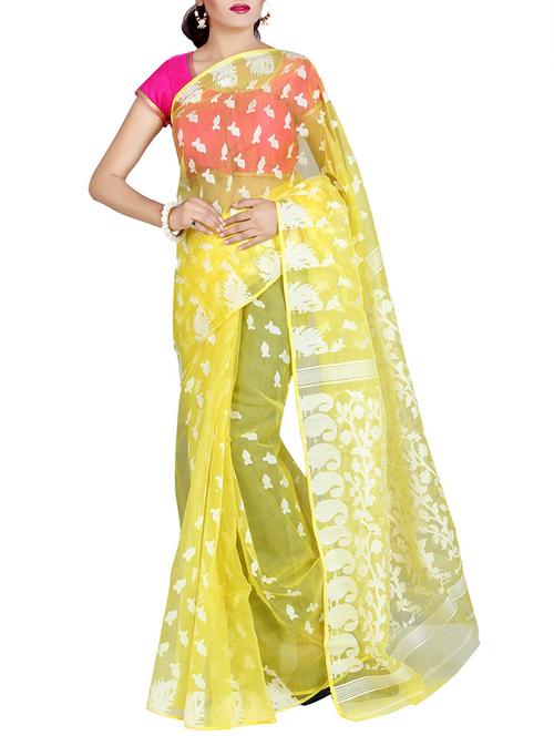 yellow woven saree - 14512090 - Very Small Image - 1