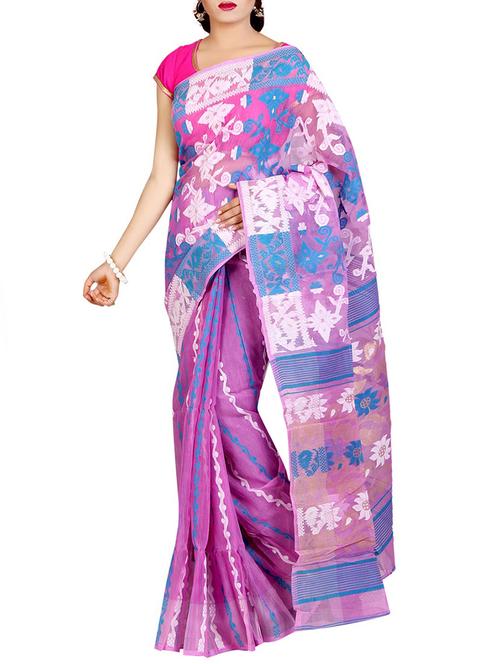 purple woven saree - 14512094 - Very Small Image - 1