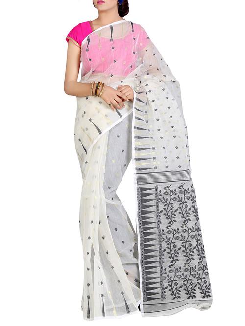 white woven saree - 14512097 - Very Small Image - 1