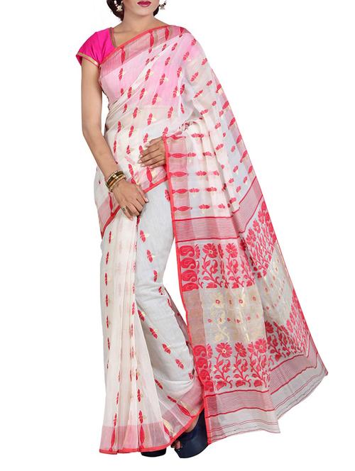 white woven saree - 14512100 - Very Small Image - 1