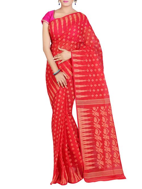 red woven saree - 14512108 - Very Small Image - 1