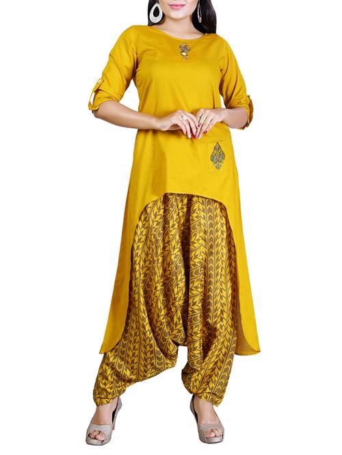 yellow kurta salwar set - 14512145 - Very Small Image - 1