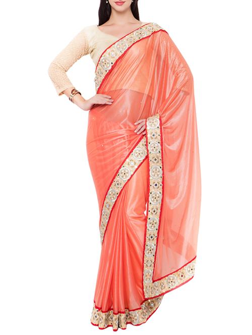 orange bordered saree with blouse - 14512216 - Standard Image - 1