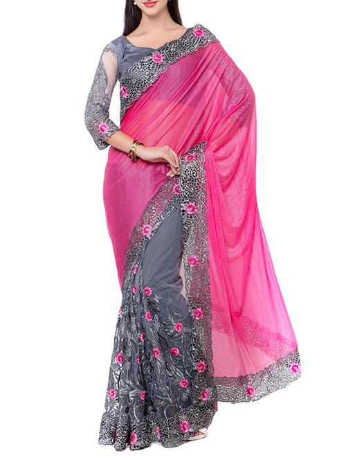 grey half and half saree - 14512223 - Very Small Image - 1