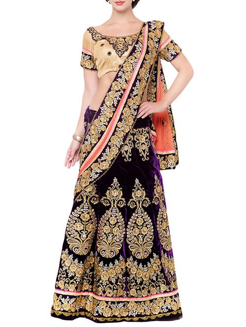 purple lehenga saree with blouse - 14512231 - Very Small Image - 1