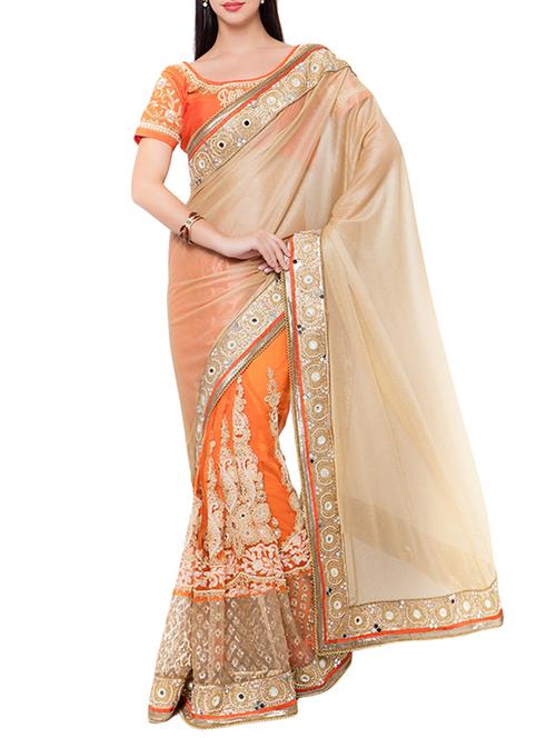 orange half and half saree with blouse - 14512234 - Standard Image - 1