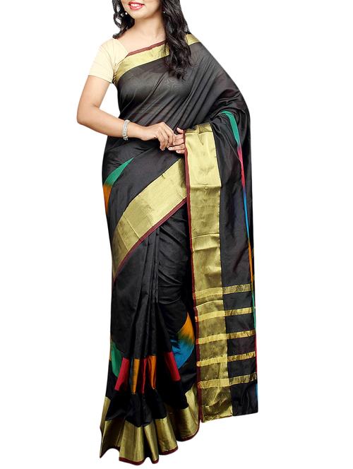 black bordered saree with blouse - 14512268 - Very Small Image - 1