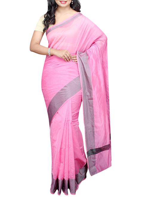 pink bordered saree with blouse - 14512273 - Very Small Image - 1
