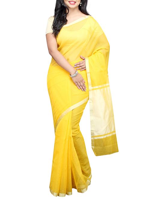 yellow bordered saree with blouse - 14512288 - Very Small Image - 1