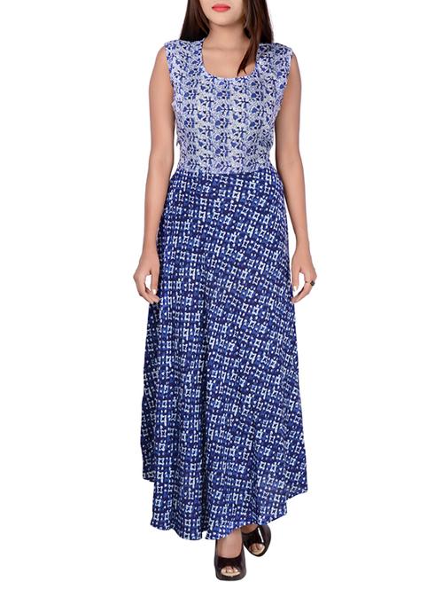 blue rayon flared kurta - 14512751 - Very Small Image - 1