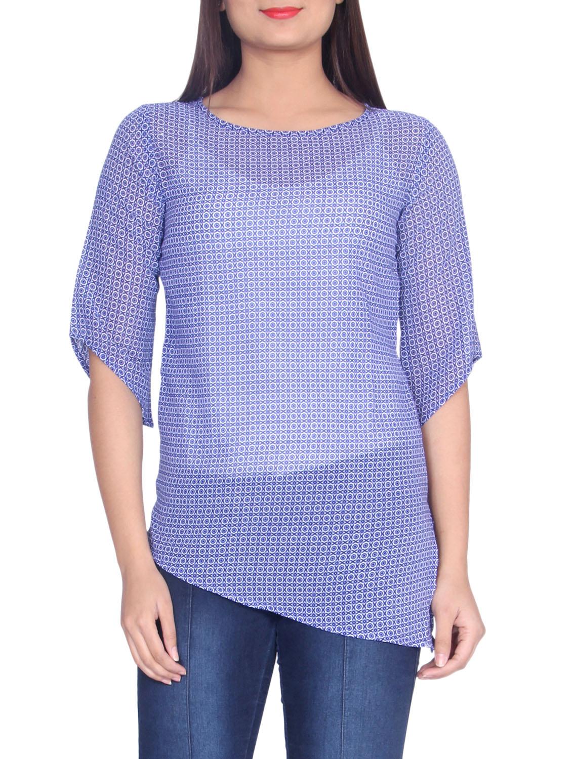 blue printed crepe top - 14512981 - Zoom Image - 1