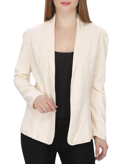 beige solid blazer - 14513052 - Very Small Image - 1
