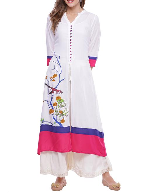 printed front open kurta with palazzo set - 14513164 - Standard Image - 1
