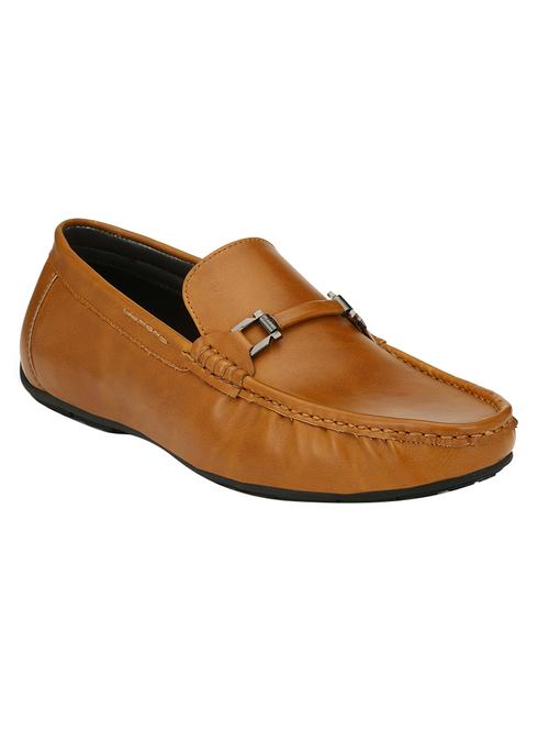 tan leatherette slip on loafer - 14513179 - Standard Image - 1