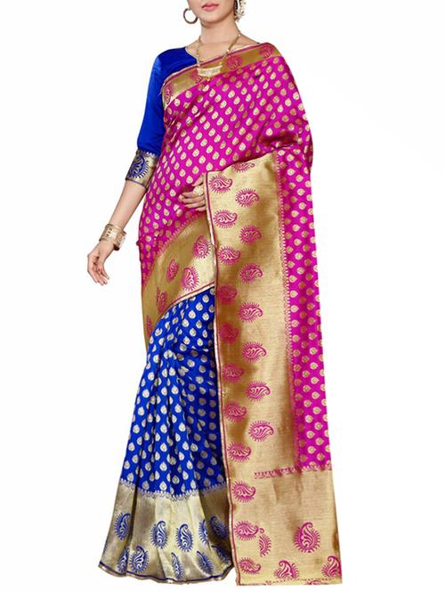 pink poly cotton woven saree - 14513386 - Very Small Image - 1