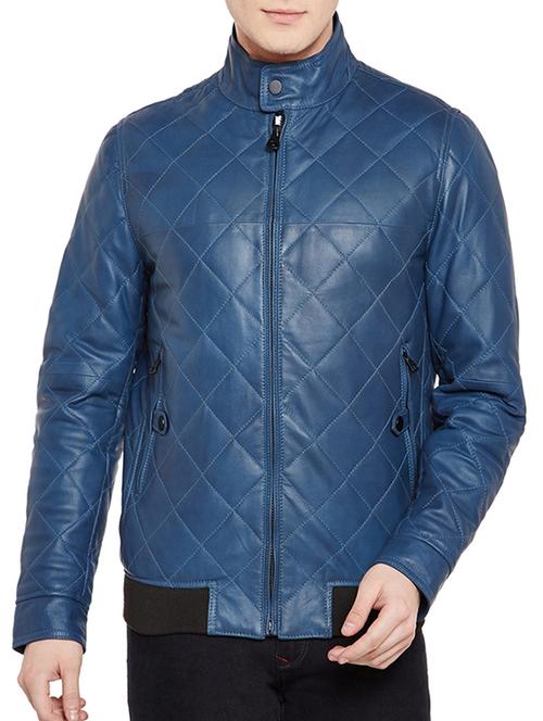 blue leather biker jacket - 14513413 - Very Small Image - 1