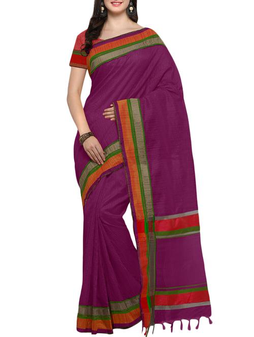magenta art silk maheshwari saree with blouse - 14513455 - Very Small Image - 1