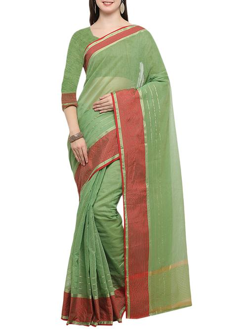 brown linen maheshwari saree with blouse - 14513463 - Very Small Image - 1