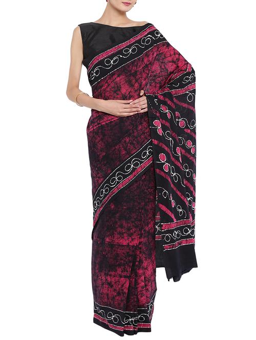 pink handblock printed sanganeri saree - 14513495 - Very Small Image - 1