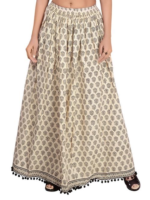 Beige cotton flared skirt - 14513705 - Standard Image - 1