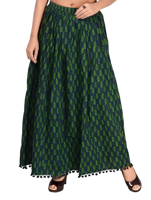 green cotton flared skirt - 14513711 - Very Small Image - 1