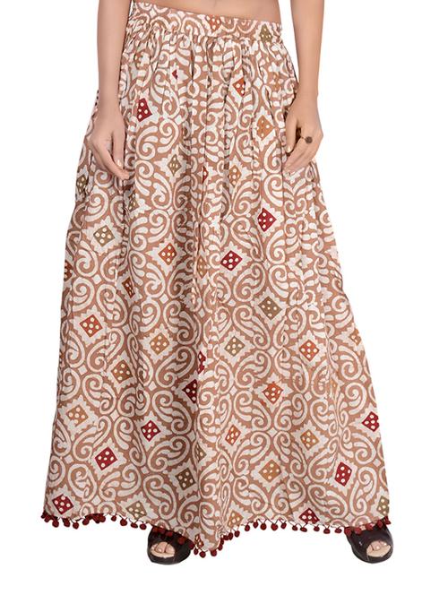 Beige cotton flared skirt - 14513717 - Standard Image - 1