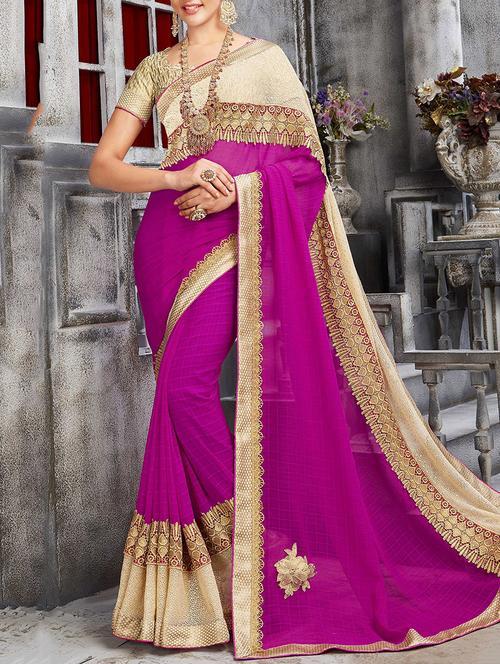 pink chiffon half and saree - 14514125 - Very Small Image - 1