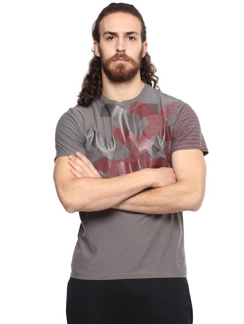 grey cotton chest print t-shirt - 14514659 - Very Small Image - 1