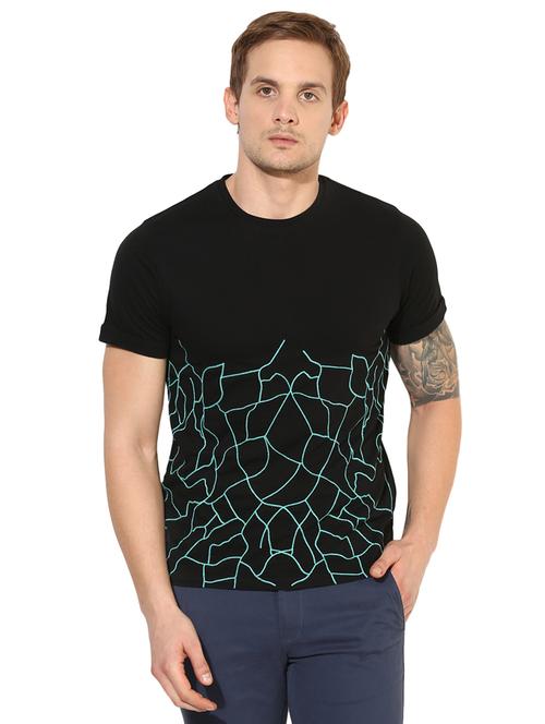 black cotton front print t-shirt - 14514665 - Very Small Image - 1