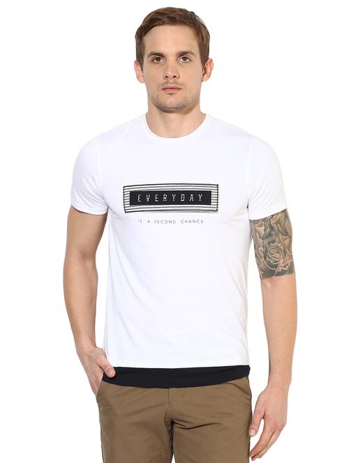 white cotton chest print tshirt - 14514681 - Very Small Image - 1