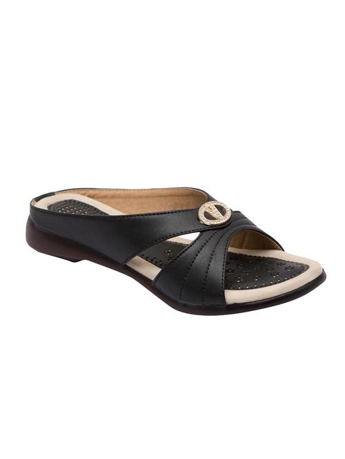 black leatherette slippers - 14514768 - Standard Image - 1