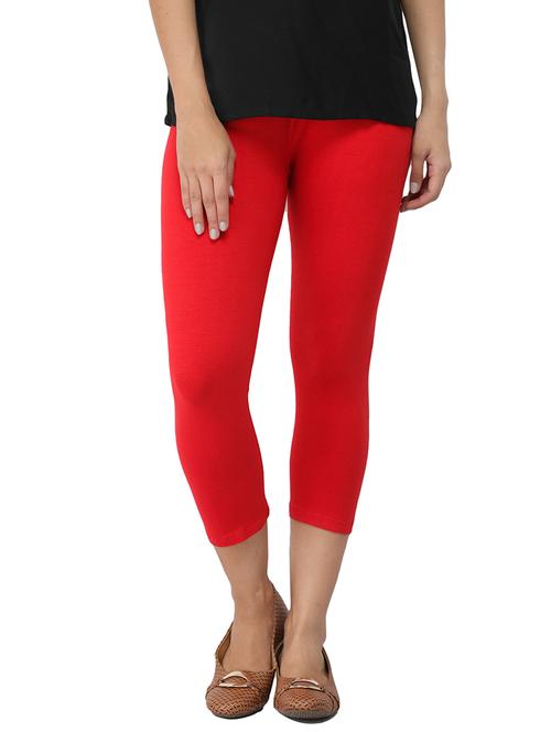 red cotton lycra capri legging - 14514771 - Standard Image - 1