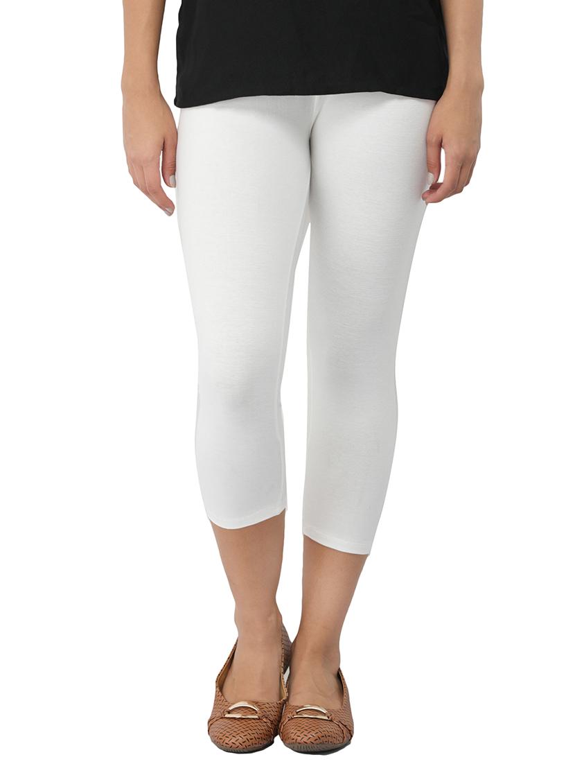white cotton lycra capri legging - 14514772 - Zoom Image - 1