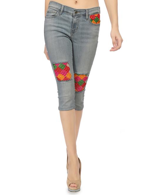 blue denim capri - 14514805 - Very Small Image - 1